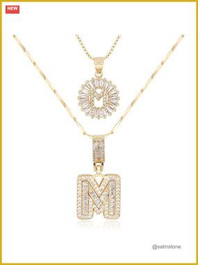 14k Gold Plated Letter Necklace Dainty Custom Name Pendant Necklace for Women